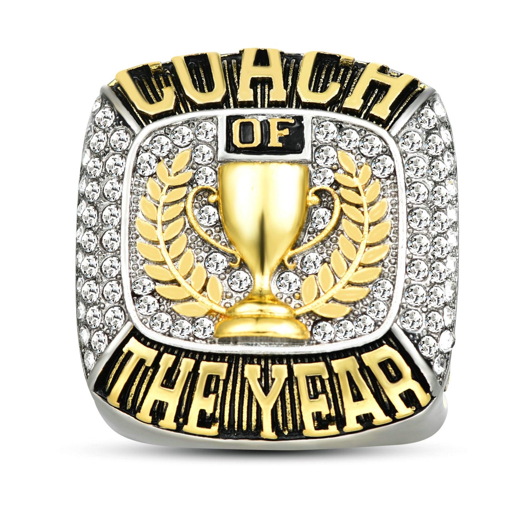 2025 COACH OF THE YEAR Championship Ring – Premium 2025 Coach Award Gift, Thank You Appreciation Keepsake, Sports Trophy Ring with Gold Dual Plating and CZ Stones