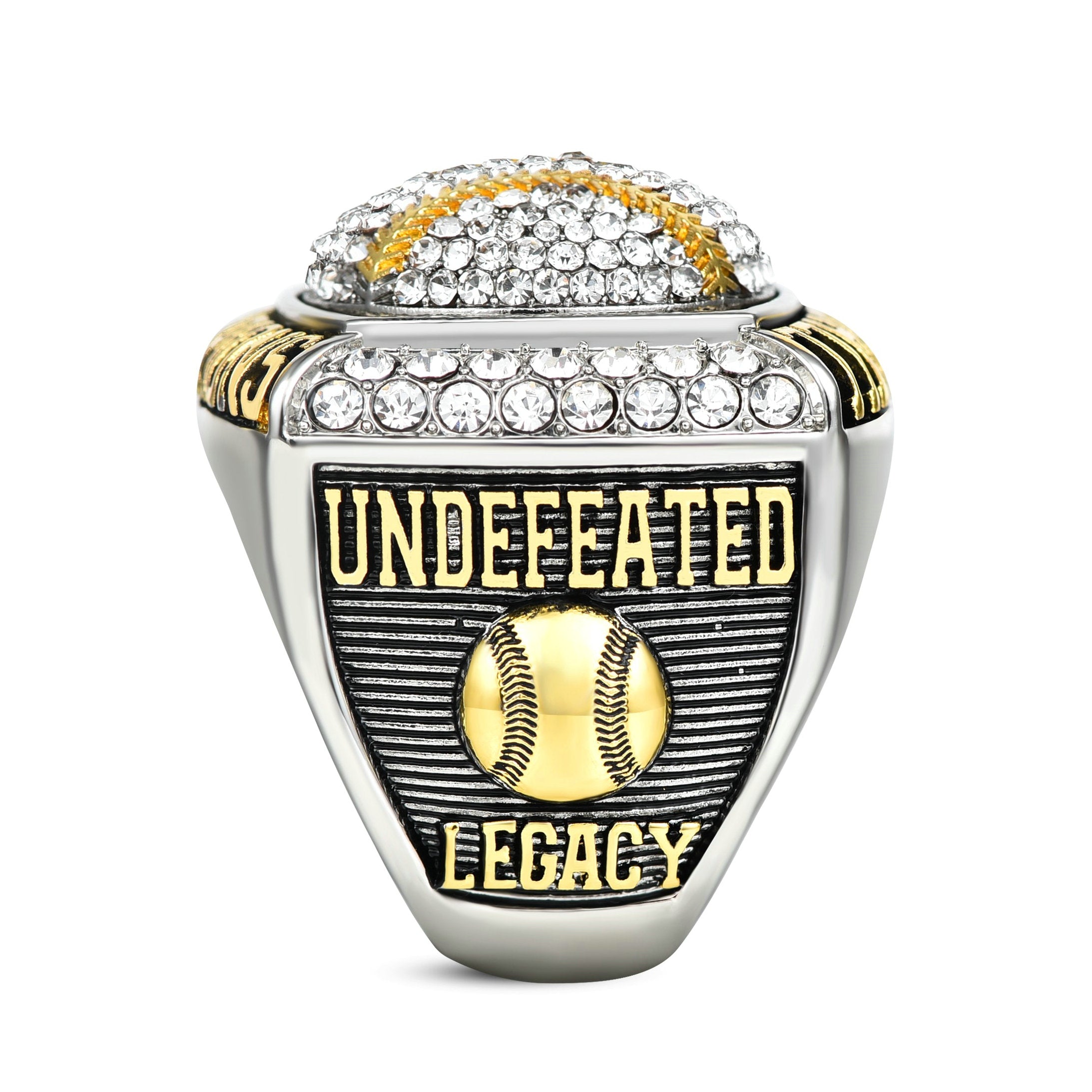 Baseball Championship Ring Luxury Gold Electroplated Trophy Ring with Crystals, Sports Memorabilia Gift for Baseball Fans Players and Coaches
