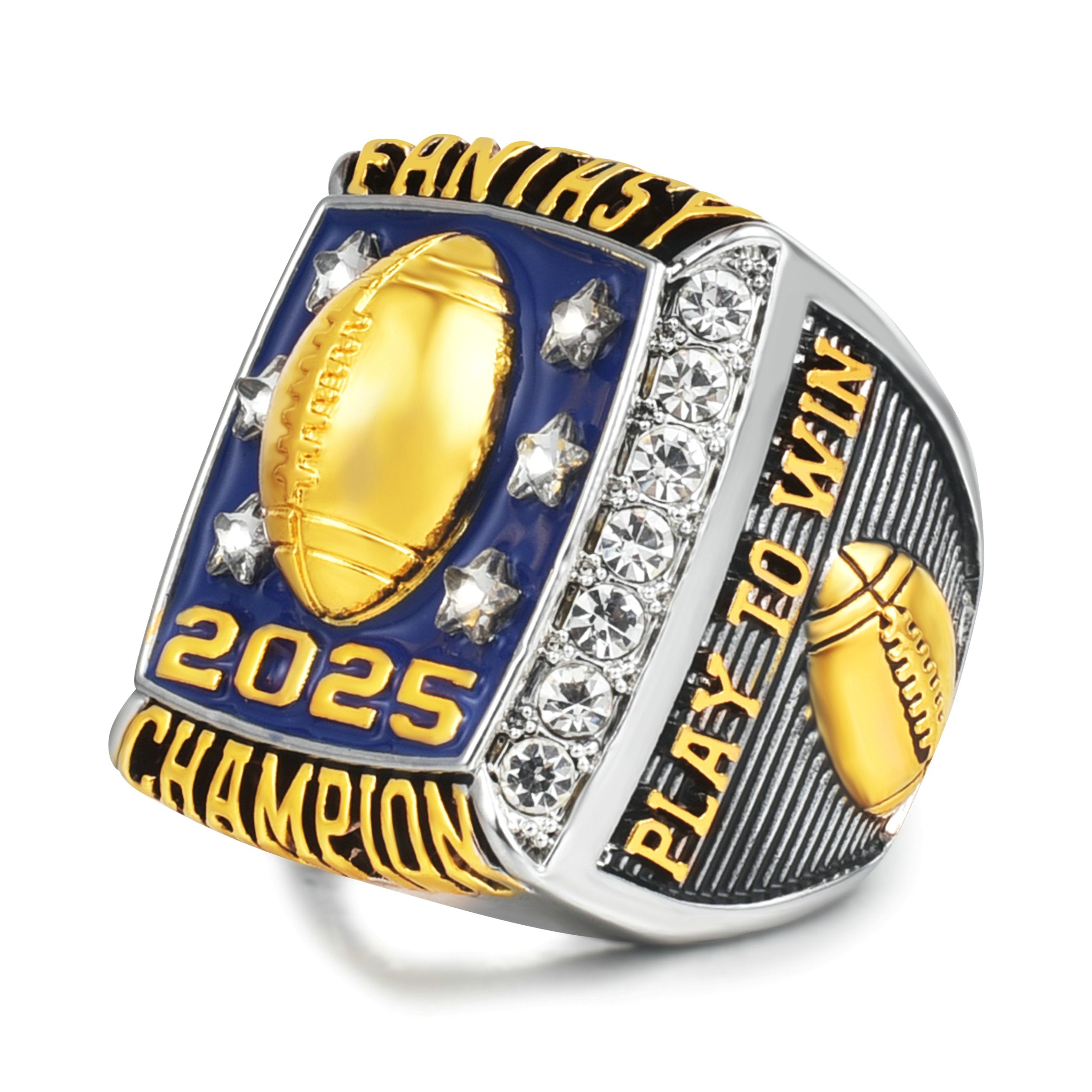 Fantasy Football Champion Ring 2025 – Luxury Sports Award Ring for Winner, Trophy Gift for Men, Collector’s Edition Jewelry