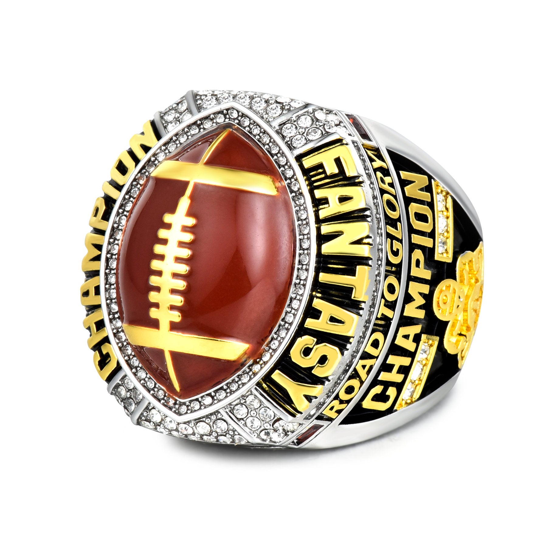 2026 Fantasy Football Championship Ring–Gold & Silver Dual Plated Trophy-Style Ring with Enamel Football Center, Heavyweight Award Gift for League Winners