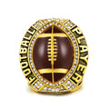 Football Player Achievement Ring Gold Plated- Inspirational Player Rings with Motivational Engravings, Collectible Recognition Ring for Football Athletes