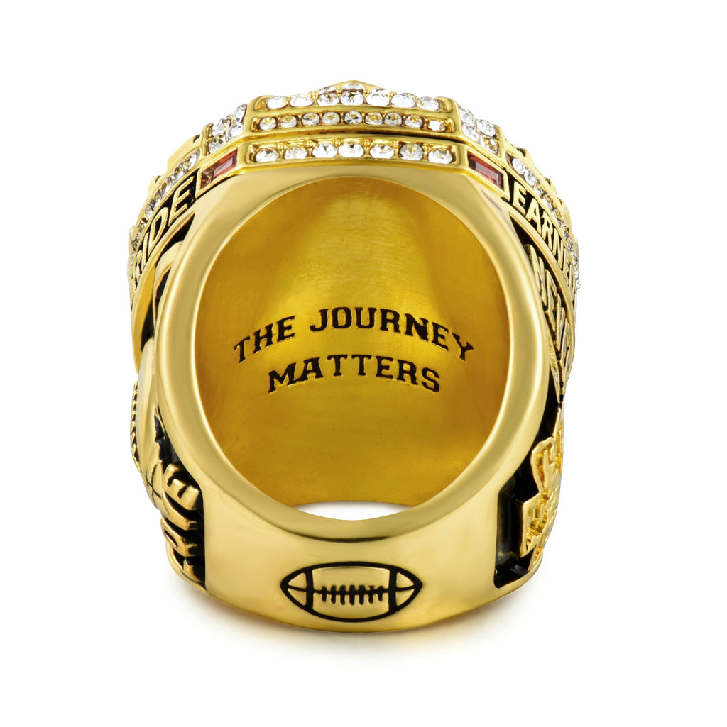 Football Player Achievement Ring Gold Plated- Inspirational Player Rings with Motivational Engravings, Collectible Recognition Ring for Football Athletes
