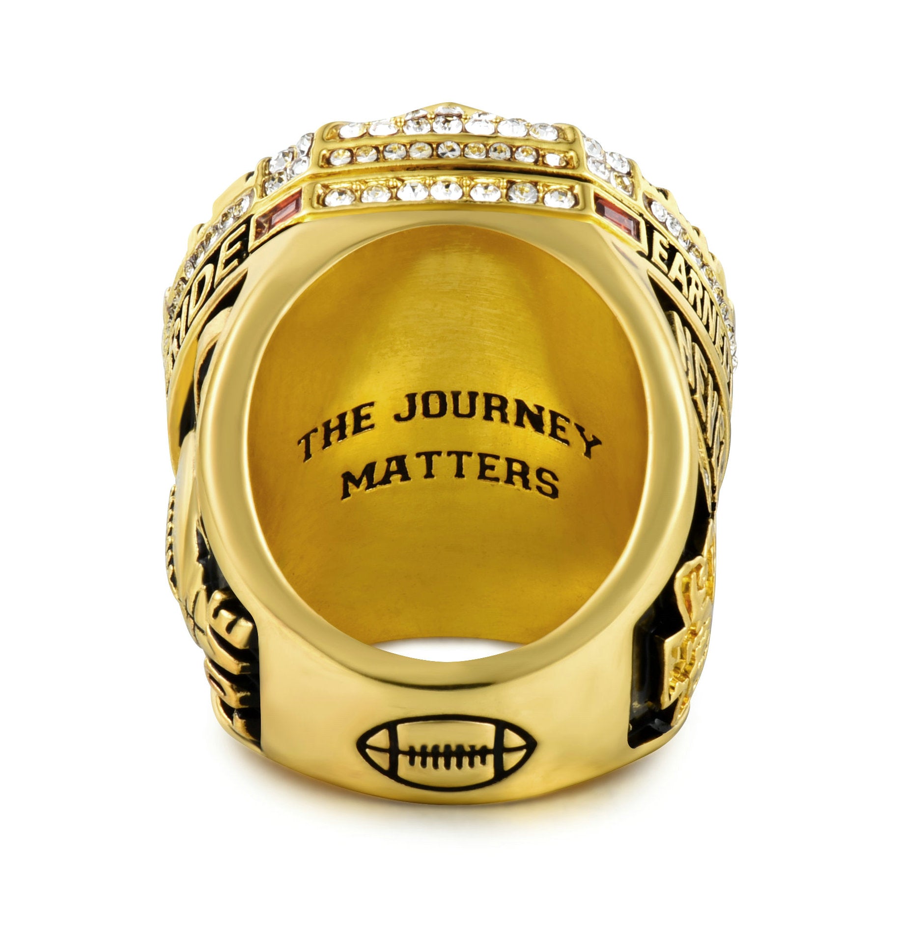 Football Player Achievement Ring Gold Plated- Inspirational Player Rings with Motivational Engravings, Collectible Recognition Ring for Football Athletes
