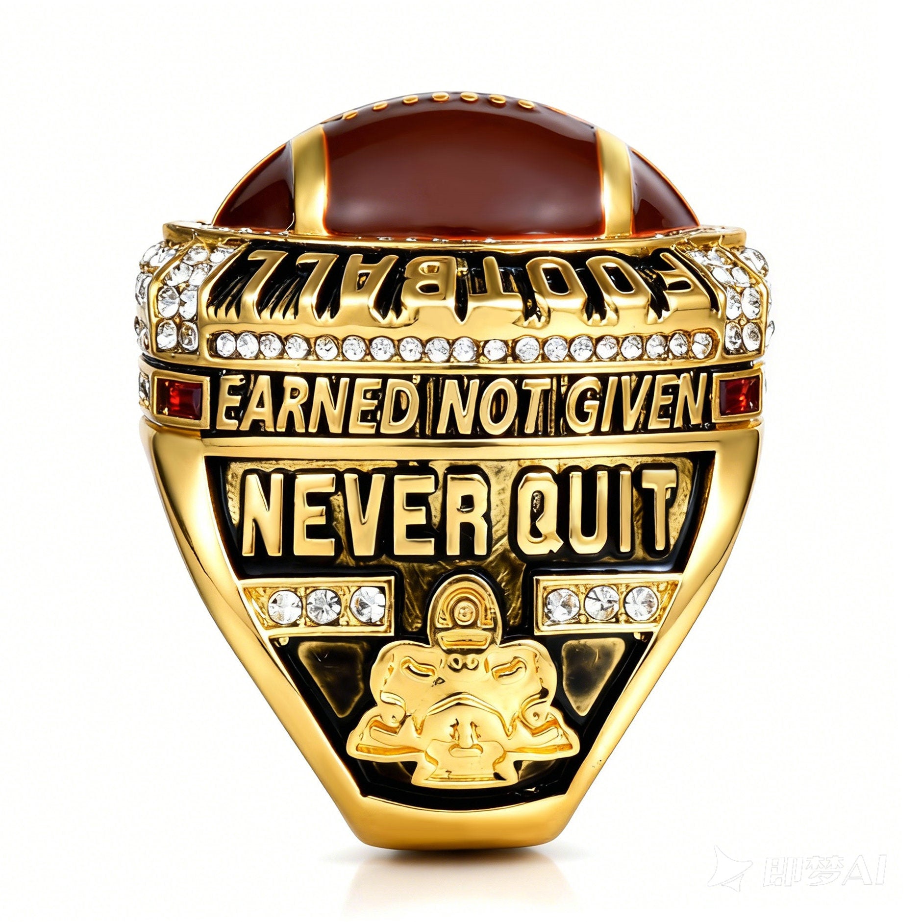 Football Player Achievement Ring Gold Plated- Inspirational Player Rings with Motivational Engravings, Collectible Recognition Ring for Football Athletes