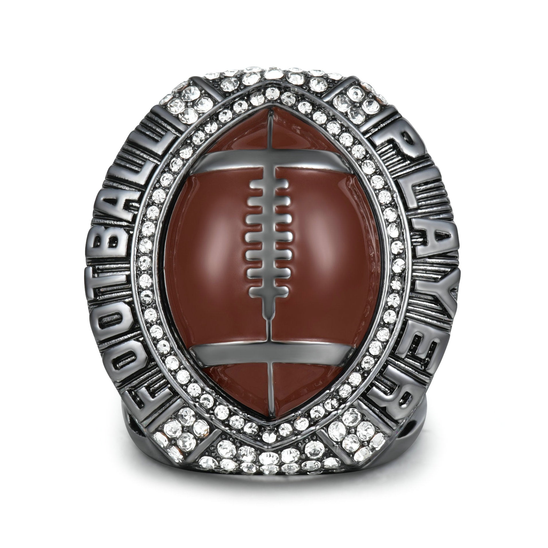 Football Player Achievement Ring Black Gold Plated- Inspirational Player Rings with Motivational Engravings, Collectible Recognition Ring for Football Athletes