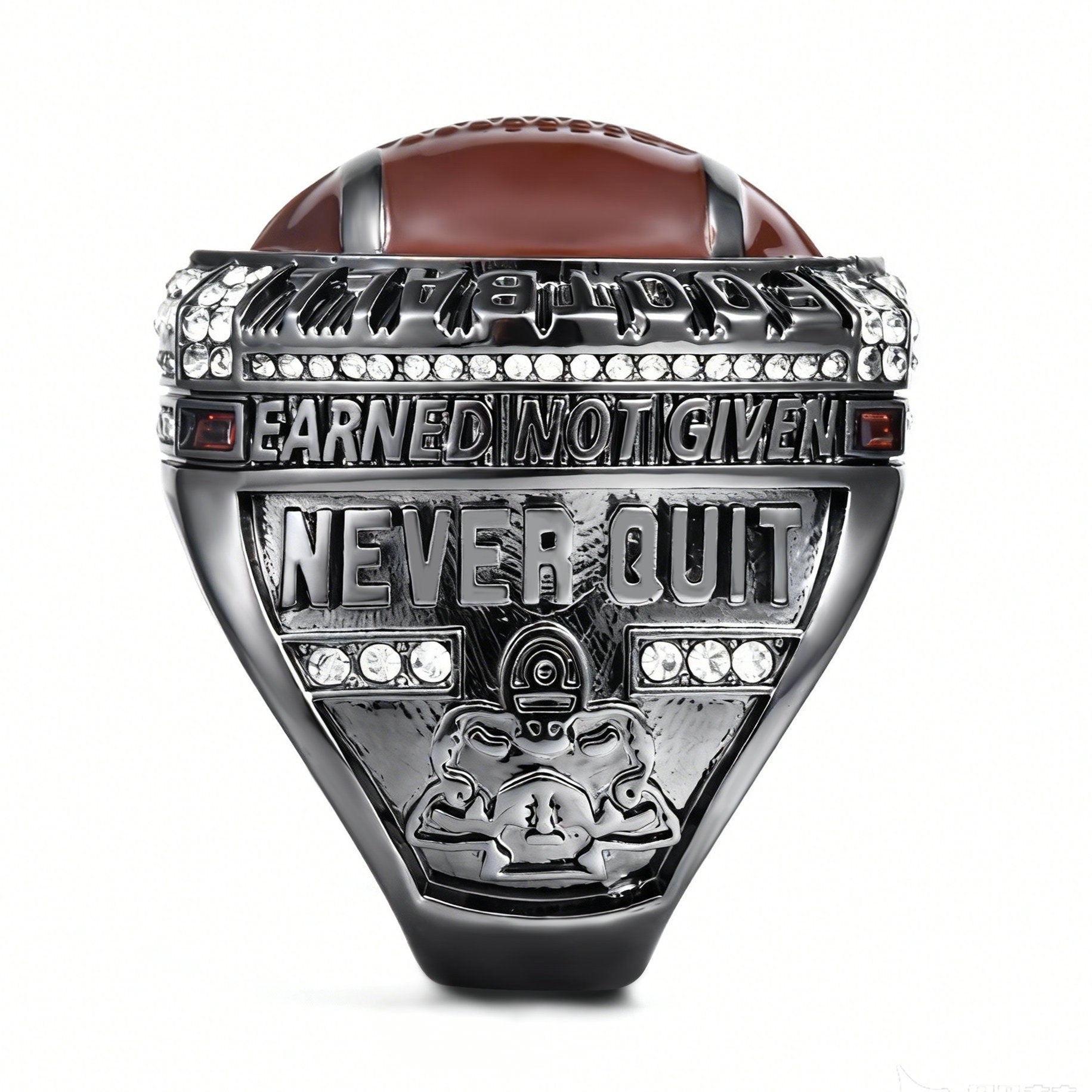 Football Player Achievement Ring Black Gold Plated- Inspirational Player Rings with Motivational Engravings, Collectible Recognition Ring for Football Athletes