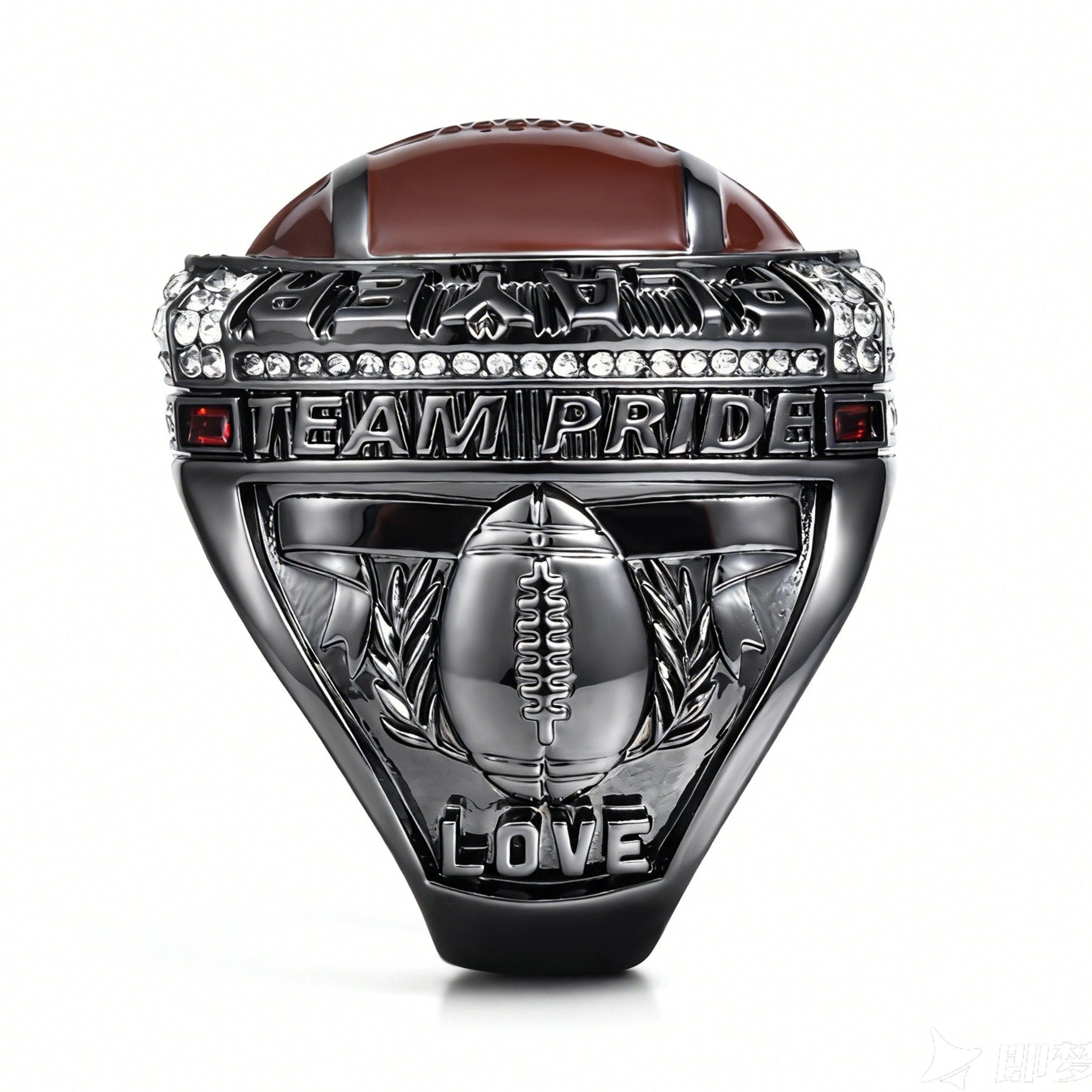 Football Player Achievement Ring Black Gold Plated- Inspirational Player Rings with Motivational Engravings, Collectible Recognition Ring for Football Athletes